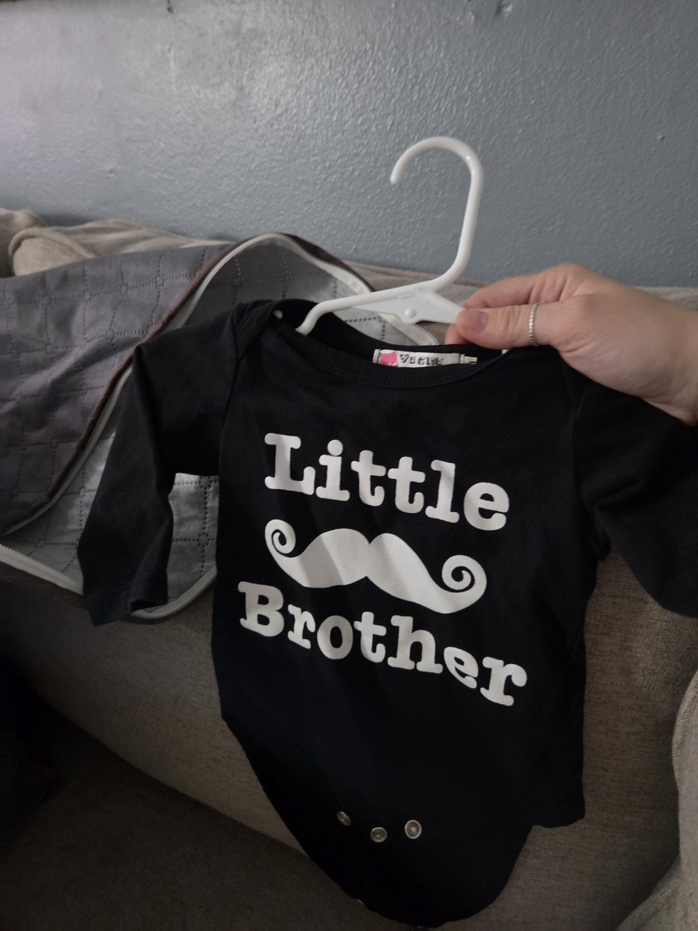 Little Brother Black One-Piece Bodysuit